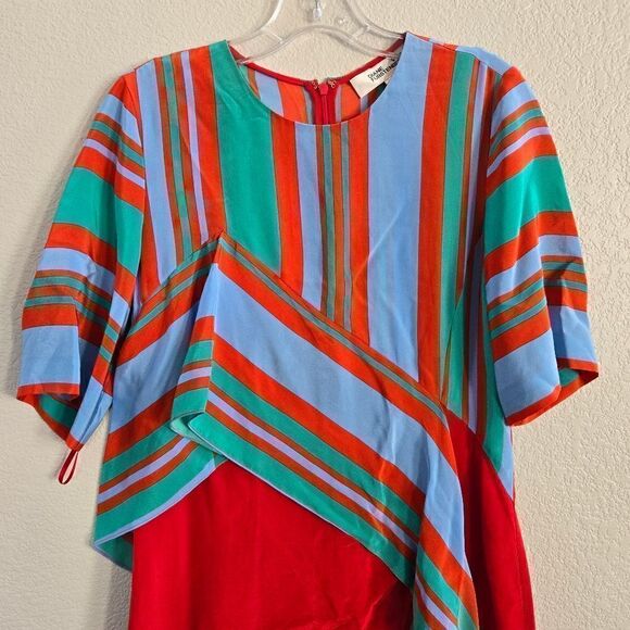 DVF silk dress with asymmetric stripe Panel size 6 S - Picture 5 of 8